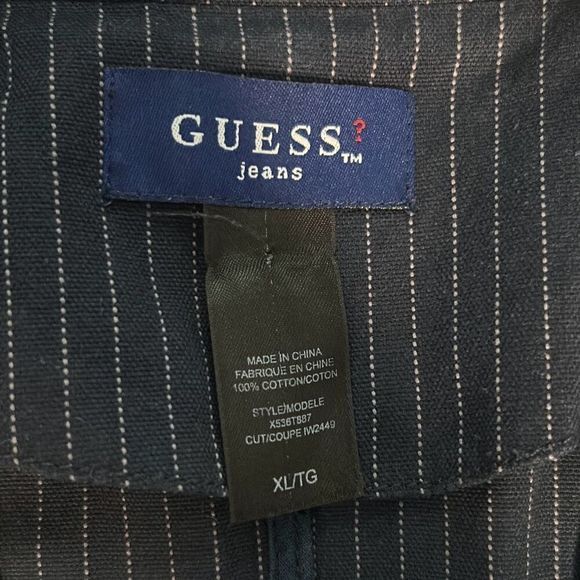 Vintage men's guess pinstripe blazer style cotton jacket‎ distressed worn look - Picture 4 of 7